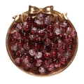 Detailansicht roter Glaskugeln mit Eisrissen in einer goldenen Schale mit Schleife Deko - 50Stk (10mm/2mm Loch) / Glasur Blumenperle - Dunkelrot