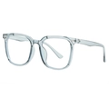 Blue transparent oversized square frame glasses with stylish silver arrow rivets - Transparent Grey