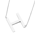 Silver stainless steel necklace with minimalist polished letter H alphabet pendant - Letter H (KN26364-K)