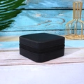 Portagioie quadrato in pelle nera con chiusura a zip per piccoli accessori coordinati - 10x10x5cm / Nero