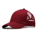 Adjustable wine red mesh trucker hat for women with breathable mesh back and solid front - One Size(Adjustable) / Burgundy