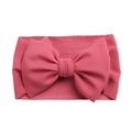 Rose red waffle knit infant headband with a large decorative bow and elastic texture - Dark Korean Pink