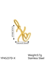 Golden stainless steel letter X pendant with heart design for DIY necklaces - Geometric Heart-X