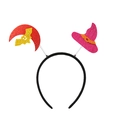 Detail of Halloween headband with glitter moon, bat, and pink witch hat on springs - Witch Hat Bat Moon Style (WSJFG-1-5)