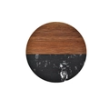 Round acacia wood and black marble coaster with elegant spliced design and natural textures - Round / Round Type B (Black)