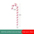 Pink and white 90cm striped Christmas candy cane prop with glitter finish for decor - 90CM Pink White Thick Candy Cane (Single)
