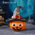 Low-poly orange pumpkin skull with wizard hat resin figurine for Halloween decor - Grey Magic Hat Pumpkin (Right)