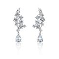 Orecchini pendenti in argento 925 con zirconi brillanti a goccia e taglio a pera - Argento 925 / Bianco