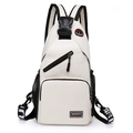 Marsupio bianco impermeabile in nylon con scomparti multipli e etichetta sportiva alla moda - Bianco