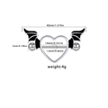 Black bat wing heart nipple ring piercing jewelry with detailed dimension technical drawing - Black Wings Silver Heart