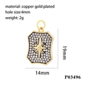 18K vergoldeter Kupfer Sternschild Anhänger mit Zirkonia und Abmessungen von 19x14 mm - P03496-Sternenschild