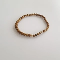 Minimalist vintage natural stone beaded bracelet with brown spotted beads and a gold accent - Picture Jasper Bracelet 4MM