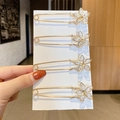 Set of four gold-finish floral safety brooches with sparkling crystals for shirts - Style 13 - No.13 Set 4 Pcs