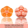 Peach pink silicone baby food mold with cute bear and cat paw shapes and lid - Little Bear Rice Cake / Pink