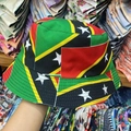 Detail of St. Kitts and Nevis flag print on a reversible sun hat with stitching detail - 13# St Kitts and Nevis