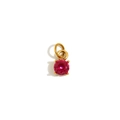 18K gold plated stainless steel round pendant with deep pink gemstone for DIY jewelry - Rose Red