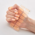 3D laser gold nail stickers with orange translucent base and white flower patterns - Orange Gradient White Flower Glitter Style (DQ3-070)
