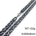 Byzantinische Gliederkette aus antikem Edelstahl, 8mm breit, 60cm lang, 122g Gewicht - Altsilber (KN290047-Z)