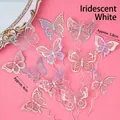 Set of 12 iridescent white 3D hollow butterfly cake toppers for wedding and party decor - PVC Butterfly Style A Iridescent White 12Pcs