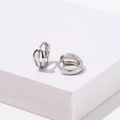 Minimalist geometric 18K gold plated hoop earrings with hollow cage design for women - Silver
