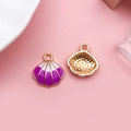 Shell-shaped alloy pendant with purple and white gradient enamel in golden base - Purple Shell 16x17mm