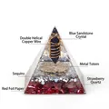 Blue Sandstone and Strawberry Quartz Orgone Pyramid with copper spiral energy generator - No.10-Blue Sandstone Column + Strawberry Quartz (Twin)