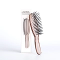 Scalp massage brush in amber transparent finish with black bristles and white gift box - Small / Brown