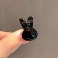 Mini molletta nera lucida a forma di coniglio per acconciature a coda alta - Coniglio / Nero