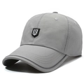 Grey quick-dry baseball cap with rubberized R logo shield and reinforced stitching - Adjustable / Light Gray