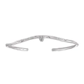 Bracciale argento irregolare con pietra di zircone in un design aperto minimalista - Argento 925 / Oro Bianco