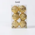 Set of 6 gold Christmas balls with woven texture in a 11x8x4cm clear display box - Gold