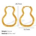 Polished gold stainless steel wave hoop earrings with water drop design, 26.7mm size - EH827 Gourd Shape / Gold
