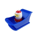 Blue plastic Christmas sleigh toy with a small Santa Claus figurine for holiday decor - Santa in Boat Blue