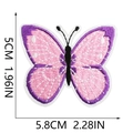 Detail showing pink and purple butterfly embroidery patch with clear stitching and dimensions - Pink Purple Butterfly (C19HD-09-41)