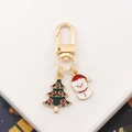 Portachiavi natalizio in metallo con albero, pupazzo di neve e fibbia dorata - Albero di Natale - Stile 4
