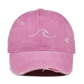 Cappellino da baseball rosa vintage lavato con ricamo a onde e dettagli strappati stile - Taglia unica / Rosa