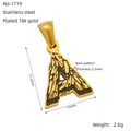 Ciondolo lettera A in acciaio inossidabile placcato oro 18k con trama corteccia - Ciondolo Lettera A