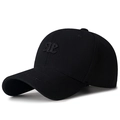 Classic black cotton baseball cap featuring 3D embroidery and durable twill fabric - Black with Black Embroidery