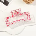 Transparent acrylic hair claw clip with red lip and rose prints for women hair accessories - 8.5cm Lips Print - Transparent Base