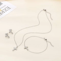 Set di gioielli in acciaio inossidabile argento con ciondoli a croce da donna - Acciaio (KS221863-HR)