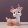 Cute cartoon capybara deer figurine in beige and purple resin for desk decor - Lying Open Eyes Deer (008)