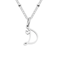 Elegant silver stainless steel necklace with letter D and heart pendant for women - Letter D / Silver