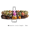 Men's Tiger Eye beaded bracelet set featuring square stone and 19cm elastic band - Unakite Set