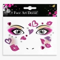 Pink and purple glitter face art stickers with rhinestones for festival makeup - Valentine's Forehead Heart