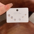 Set de seis pendientes de plata S925 con circonitas redondas en tres tamaños - Juego de Pendientes Geométricos con Pavé de Circonitas (E4068银)