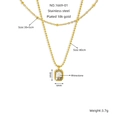 Double layer 18k gold plated stainless steel necklace with rectangular white zircon - Double Layer White Rectangle Zirconia Necklace(1669-01)