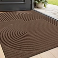 Durable dark brown non-slip entry mat with stylish geometric weave texture - 45*75cm / Time Arc-Brown