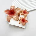 Three-piece set of orange gradient plumeria flower hair claws on a white tray - Gradient Red Set (with Cards)