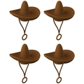 Set of four brown sombrero silicone straw covers with rings for 6-10mm drinking straws - 4Pcs Set / Fisherman Hat Rose Brown