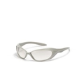 Y2K futuristic square sports sunglasses with grey frame and clear lenses for adults - Distressed Grey